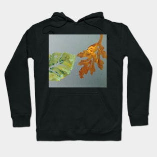 Spring leaf meets autumn leaf, acrylic painting, Thanksgiving Hoodie